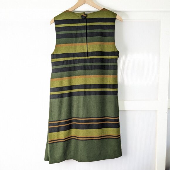 Rachel Roy Green Striped Dress Size 8 Sleeveless Lined Career Workwear Business - Picture 4 of 13